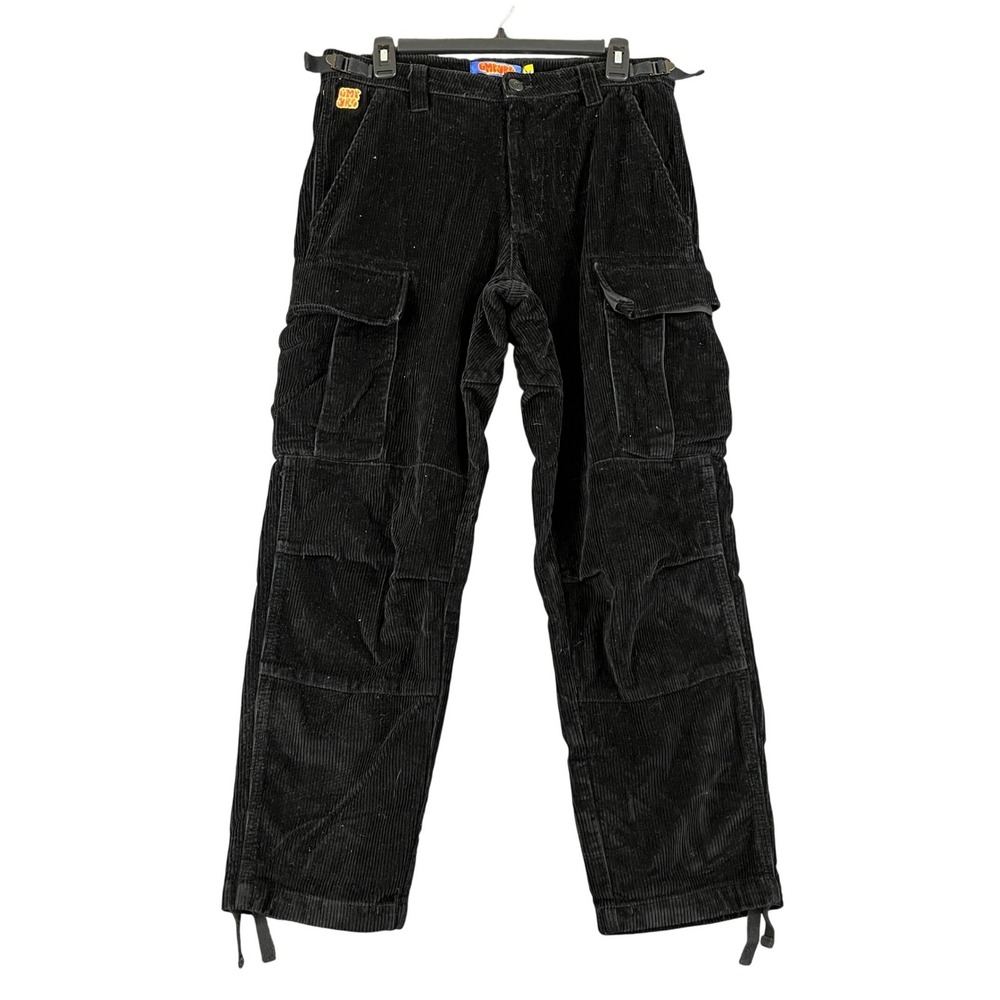 Empyre Corduroy Cargo Pants Mens 28x27 Black Relaxed Cotton Adjustable Skate